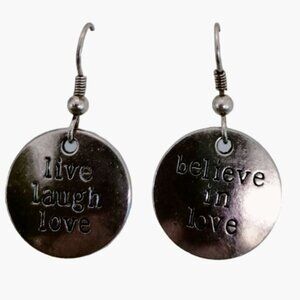 Live Love Laugh Earring Believe in Love Inspiration Pendant Charm Motivation